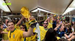 Brasileiros fazem festa e 'pintam' metrô dos EUA de verde e amarelo antes de Brasil x Haiti
