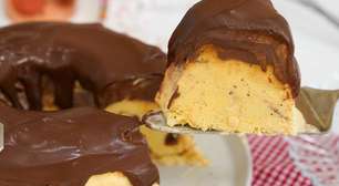 Pudim de sorvete de maracujá com calda de chocolate cremosa, para surpreender a todos