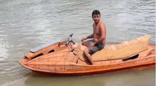 Paraense constrói moto aquática de madeira e é abordado pela Marinha