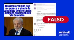 É falso que Lula tenha declarado não reconhecer vitória da direita na Colômbia