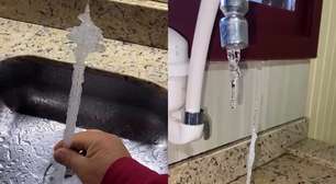 Água de torneira congela no ar em frio de -1,8ºC na Serra Gaúcha