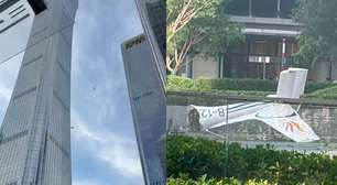 Avião de pequeno porte se choca contra arranha-céu mais alto de Pequim, na China