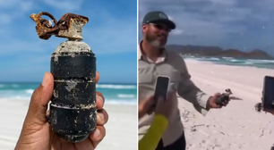 Granada é encontrada em mutirão de limpeza de praia em Arraial do Cabo: 'Realidade preocupante'