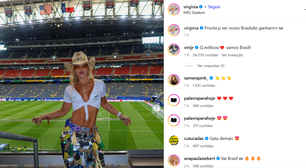Vini Jr se empolga após vitória do Brasil na Copa e elogia look de Virginia; veja o comentário