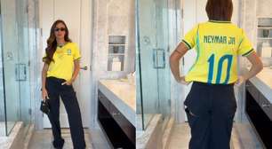 'Basiquinha de hoje': Bruna Biancardi usa camisa do Neymar com dedicatória para jogo contra o Japão