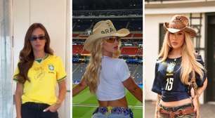 De 'Copa Junina' a clean girl: famosas apostam em tendências para assistir jogo da Seleção; veja fotos