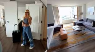 Virginia chega ao Texas para assistir jogo do Brasil e faz tour por quarto de hotel de luxo