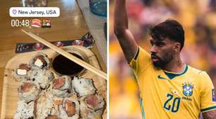 Lucas Paquetá posta foto de jantar e torcida vê provocação aos japoneses: 'Gosto disso'