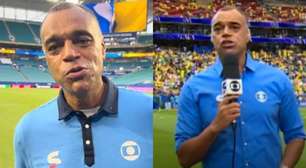 Denílson reclama de erro técnico da Globo e leva invertida de narrador: 'Meu filho...'