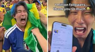Japonês que viralizou na Copa chega a 1 milhão de seguidores graças a brasileiros