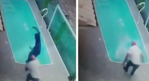 Homem empurra assaltante na piscina após ser rendido em casa