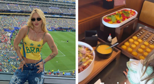 Virginia mostra comidas servidas em camarote de luxo na Copa