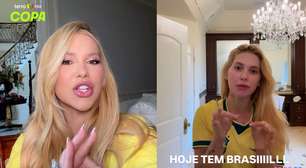 Virginia chega com antecedência a estádio para jogo do Brasil e aproveita mimos em camarote