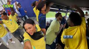 Familiares e amigos de Vini Jr. fazem festa a caminho do estádio para Brasil x Noruega