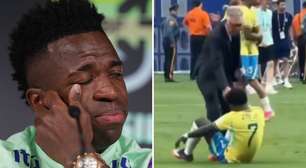 Bronca? Vaza vídeo de Ancelotti e Vini Jr. após derrota na Copa: 'Não adianta chorar'