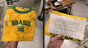 Cliente recebe camisa do Brasil após eliminação com carta da loja pedindo para não devolver