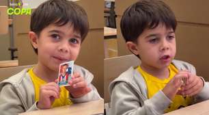 Menino tira figurinha de Haaland após eliminação do Brasil e brinca: 'Vou jogar fora'