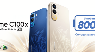 A realme lança C100x com bateria de 8.000mAh no Brasil