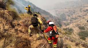 Bombeiros usam água de piscina para combater incêndio florestal na Espanha