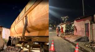 Desgovernado, caminhão de Amado Batista desce rua de ré e atinge imóveis em Goiânia