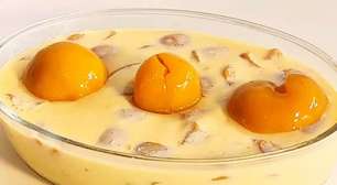 Gelado de pêssego super cremoso feito de um jeito simples, uma sobremesa refrescante e divina