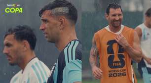Treino da Argentina antes da final tem Messi encharcado e atraso por causa da chuva