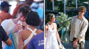 Pastel, caldo de cana e muita sacola: Bruna Marquezine faz Shawn Mendes ter experiência completa na feira