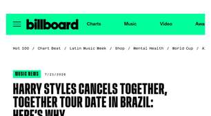 Mídia internacional repercute show cancelado de Harry Styles em SP