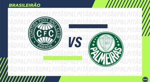 Coritiba x Palmeiras: prováveis escalações, arbitragem, onde assistir e retrospecto