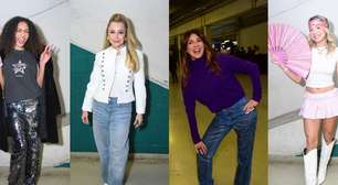 Jeans, couro, muito brilho e fantasia de Paquita: Xuxa Meneghel estreia turnê 'O Último Voo da Nave' com famosas na plateia; veja fotos dos looks!