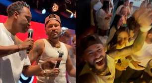 Neymar solta a voz com Thiaguinho em festa de aniversário de Bruninho do vôlei após dia de polêmicas