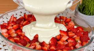 Sobremesa de morango irresistível e fácil de preparar, para você servir geladinha e arrasar