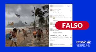 Imagem de ventania levando barracas e cadeiras de praia no Rio foi criada com IA
