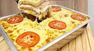Lanchão de forno recheado com presunto, queijo e molho cremoso, que vai alegrar a todos no final de tarde
