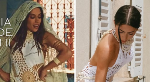 Em Saint-Tropez, Jade Picon repete vestido de crochê de R$ 5,5 mil usado por Anitta em clipe de "Equilibrivm"