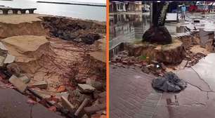 Cratera se forma em orla do Grande Recife após temporal; prefeitura detalha obras de contenção
