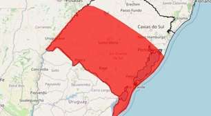 INMET emite alerta vermelho para tempestades em grande parte do Rio Grande do Sul
