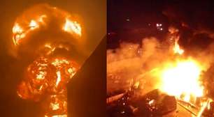 Imagens aéreas mostram dimensão do incêndio que segue consumindo indústria química em Itaquaquecetuba (SP)