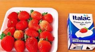 Sobremesa de morango: você mistura tudo, leva para gelar e vai arrasar com um doce cremoso e refrescante no Dia dos Pais