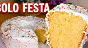 Bolo de festa tradicional dos anos oitenta, com aquele glacê de vó divino, para fazer no Dia dos Pais e arrasar