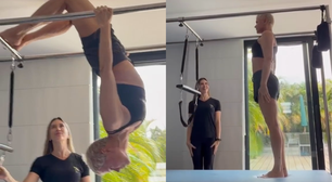 Xuxa mostra treino de pilates e brinca com polêmica da virilha