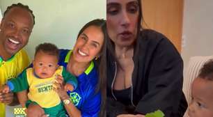 Vídeo do filho de Carol Peixinho e Thiaguinho pedindo rúcula viraliza: 'Viciado'
