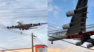 'Lá vem o monstro': Airbus A380 impressiona morador ao se aproximar para pouso em Guarulhos