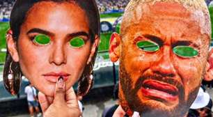 Torcida do Vasco provoca Neymar com máscaras de Bruna Marquezine