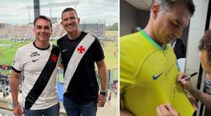 Flávio Bolsonaro acompanha Vasco x Santos em São Januário e pede autógrafo a Neymar