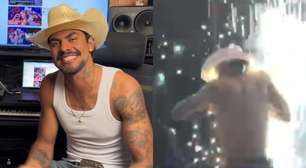GRAVE? Cantor do 'Peão Todo Tatuado' leva tiro de fumaça no rosto: 'Os olhos dele...'