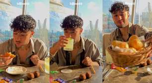 Ex-CNCO, Joel Deleón prova coxinha, pão de queijo e brigadeiro no Brasil