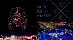 Alok homenageia Marília Mendonça com show de drones em Barretos; veja vídeo