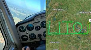 Piloto brasileiro homenageia Lito Sousa ao desenhar seu nome no céu dos EUA