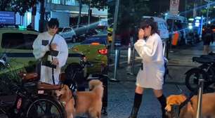 Atriz é flagrada passeando com cachorro à noite e atitude gera debate na web: 'Esbanjando simpatia'